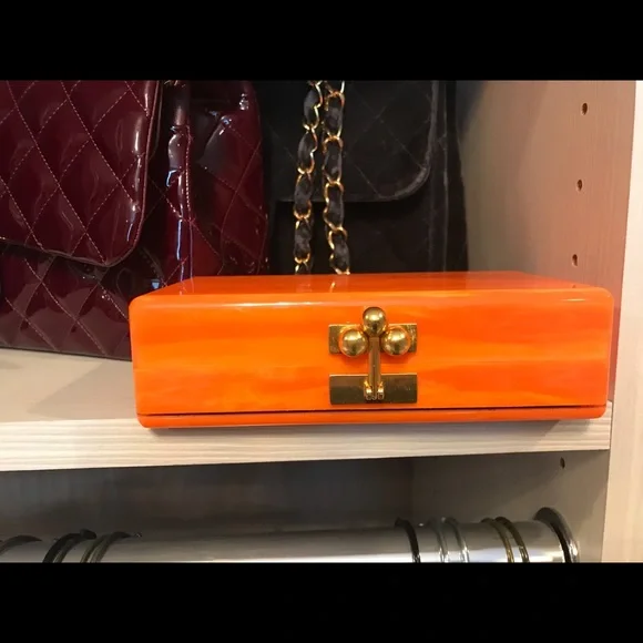 Edie Parker Orange and Brown Clutch - Picture 4 of 10